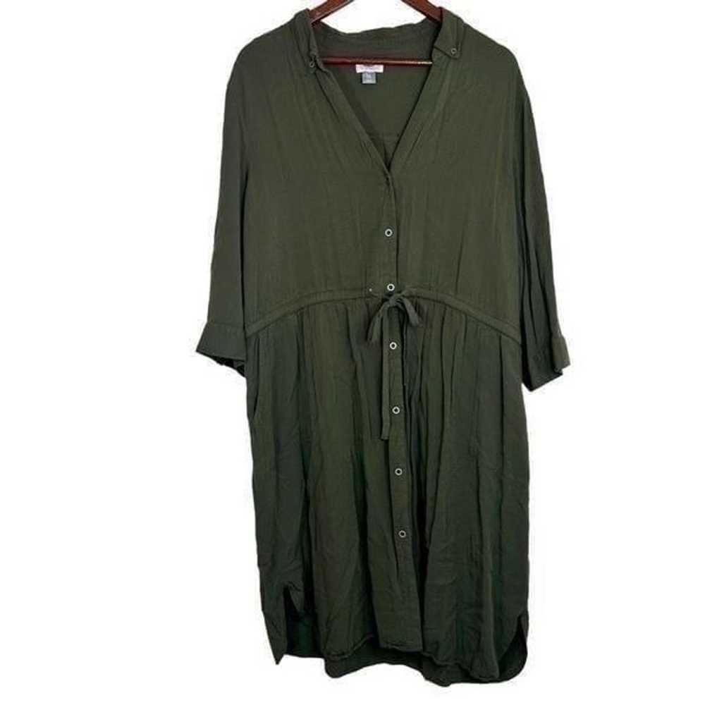 Old Navy Womens XXL Green Shirt Dress Button Fron… - image 1