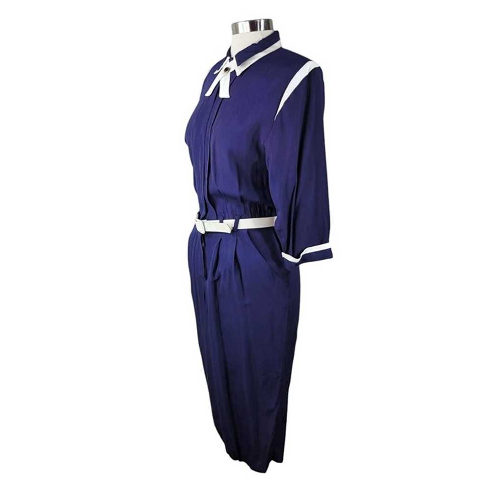 Vintage 80/90s Sailor Dress Size 4/6 Navy Blue Bu… - image 10