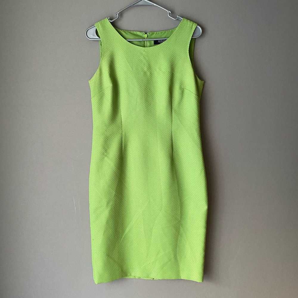 Kasper sz 6 lime Vintage green mod sheath dress - image 1