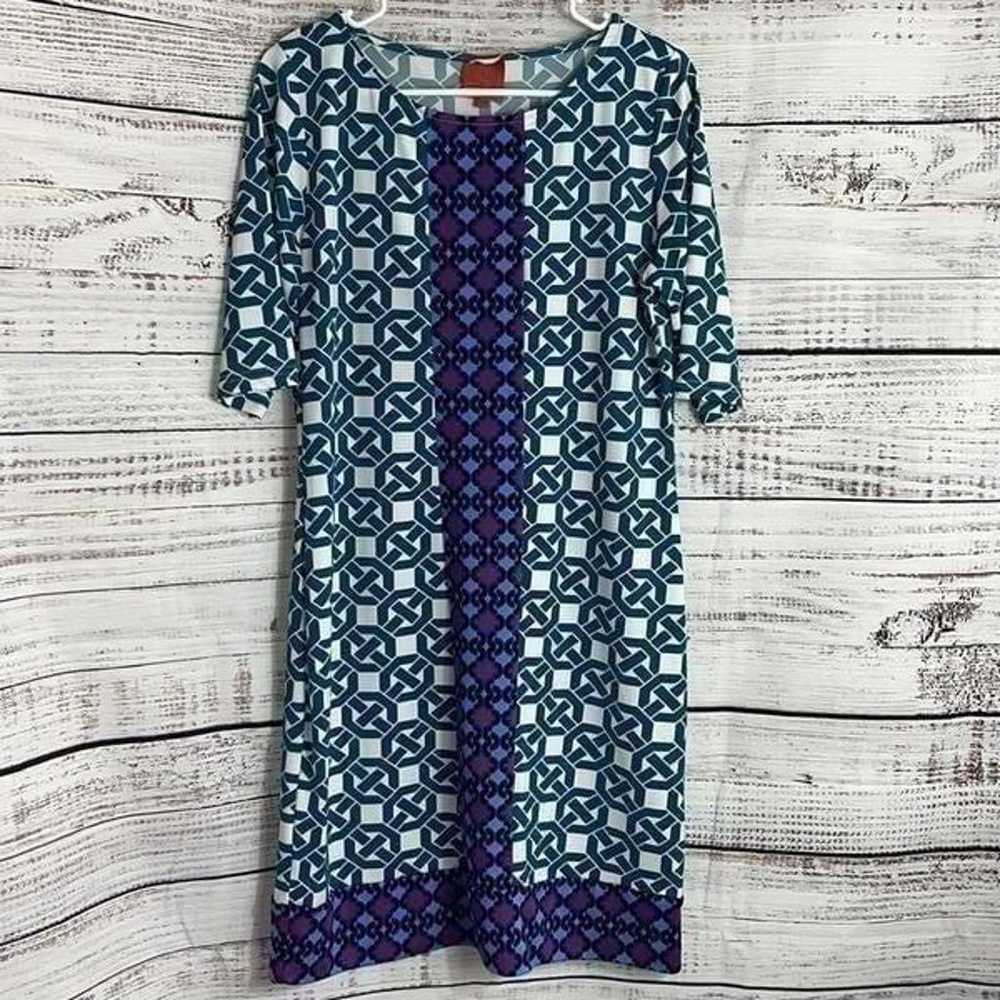 Tracy Negoshian 3/4 sleeve geo print jersey dress - image 1