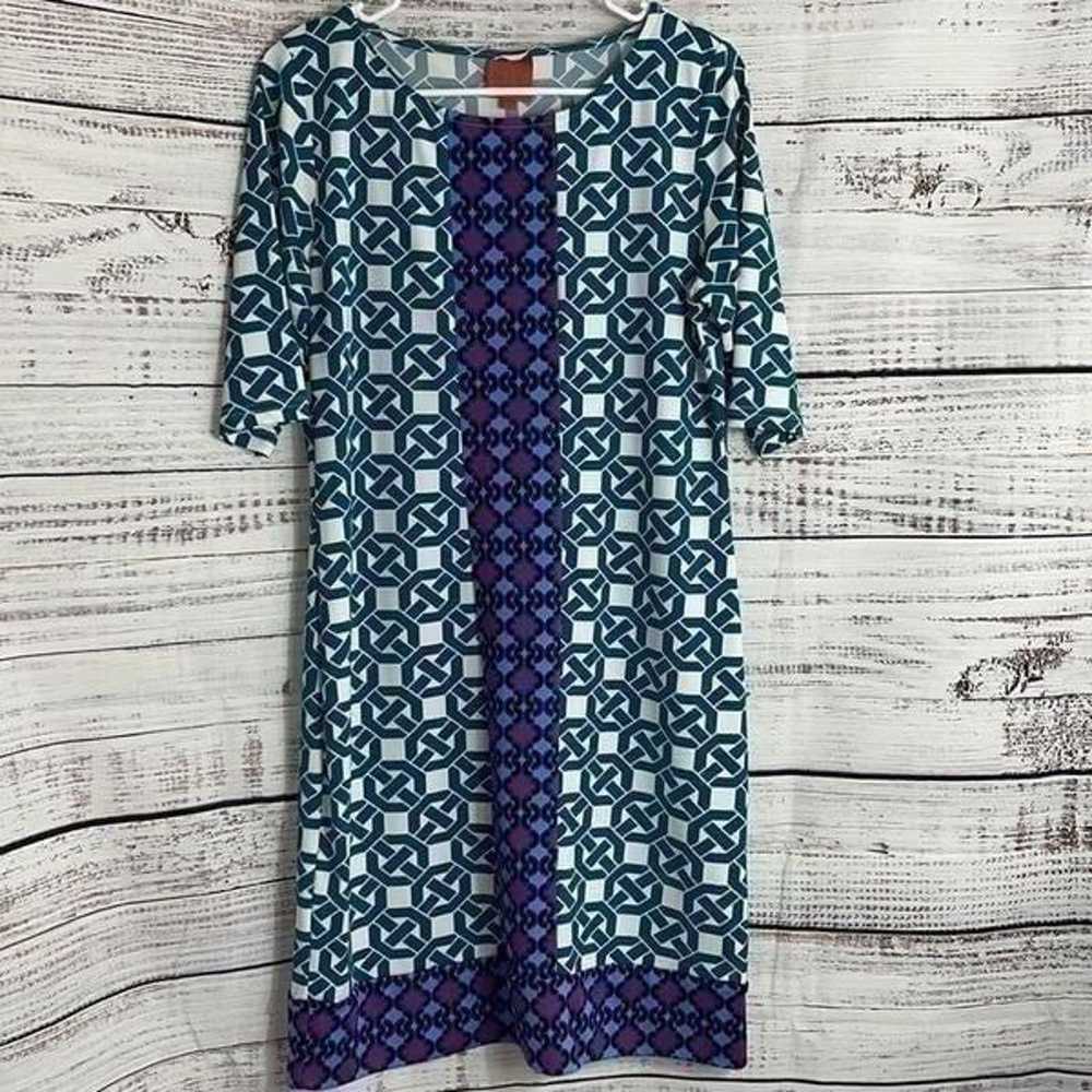 Tracy Negoshian 3/4 sleeve geo print jersey dress - image 2