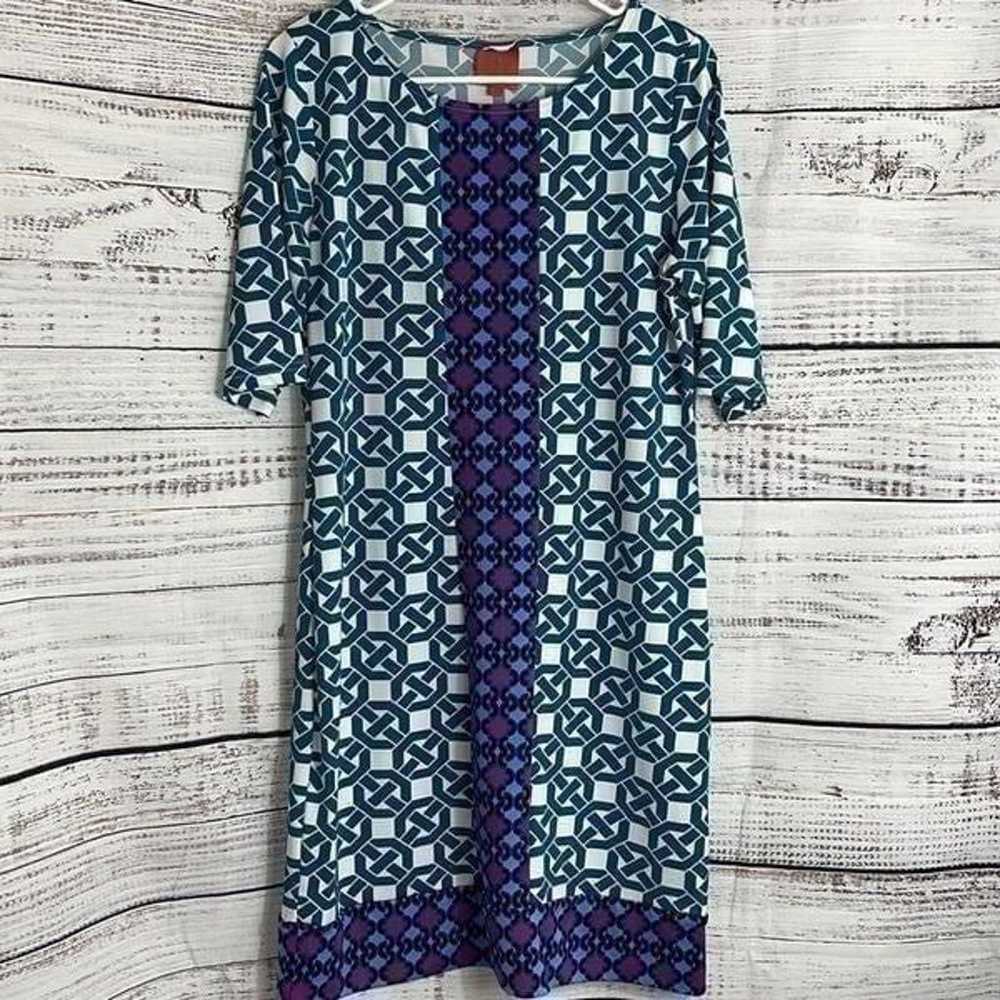 Tracy Negoshian 3/4 sleeve geo print jersey dress - image 3