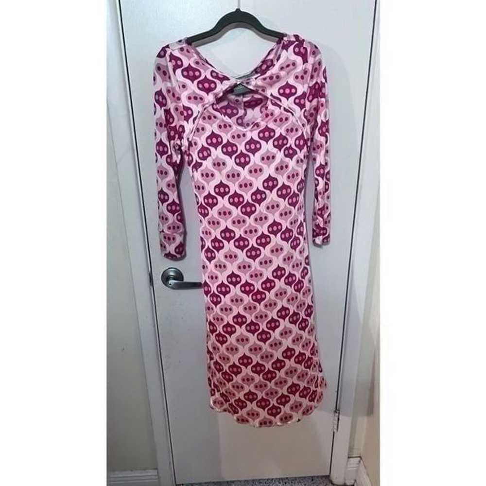 JULES REID 3/4 SLEEVE PINK MUTLI COLOR SILK DRESS… - image 1