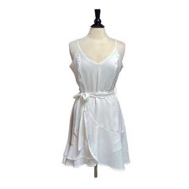 She+Sky White Faux Wrap Spaghetti Strap Dress Siz… - image 1