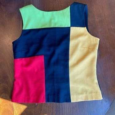 Vintage Sag Harbor Patchwork Sleeveless Blouse