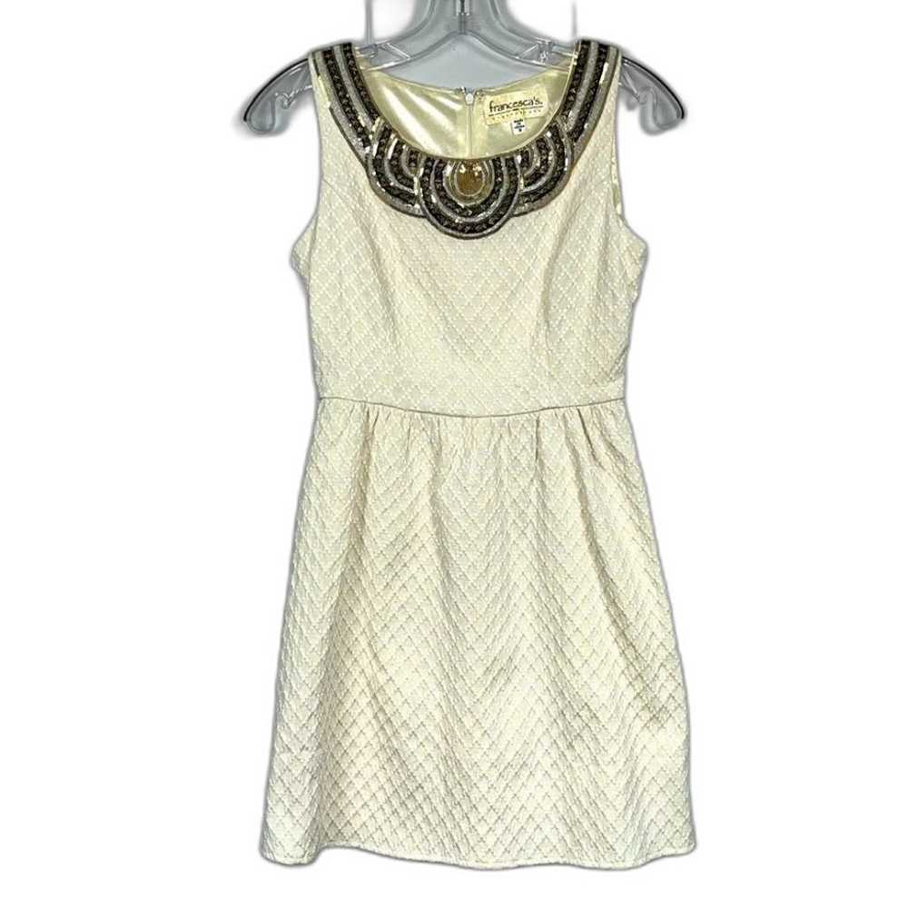 Francesca’s Cream Beaded Sleeveless Cocktail Tea … - image 1