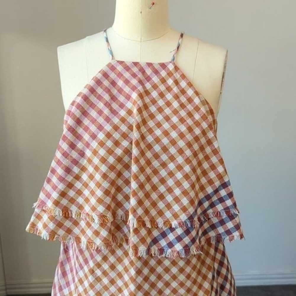 Zara Trafaluc Gingham Halter Popover Dress Orange… - image 3