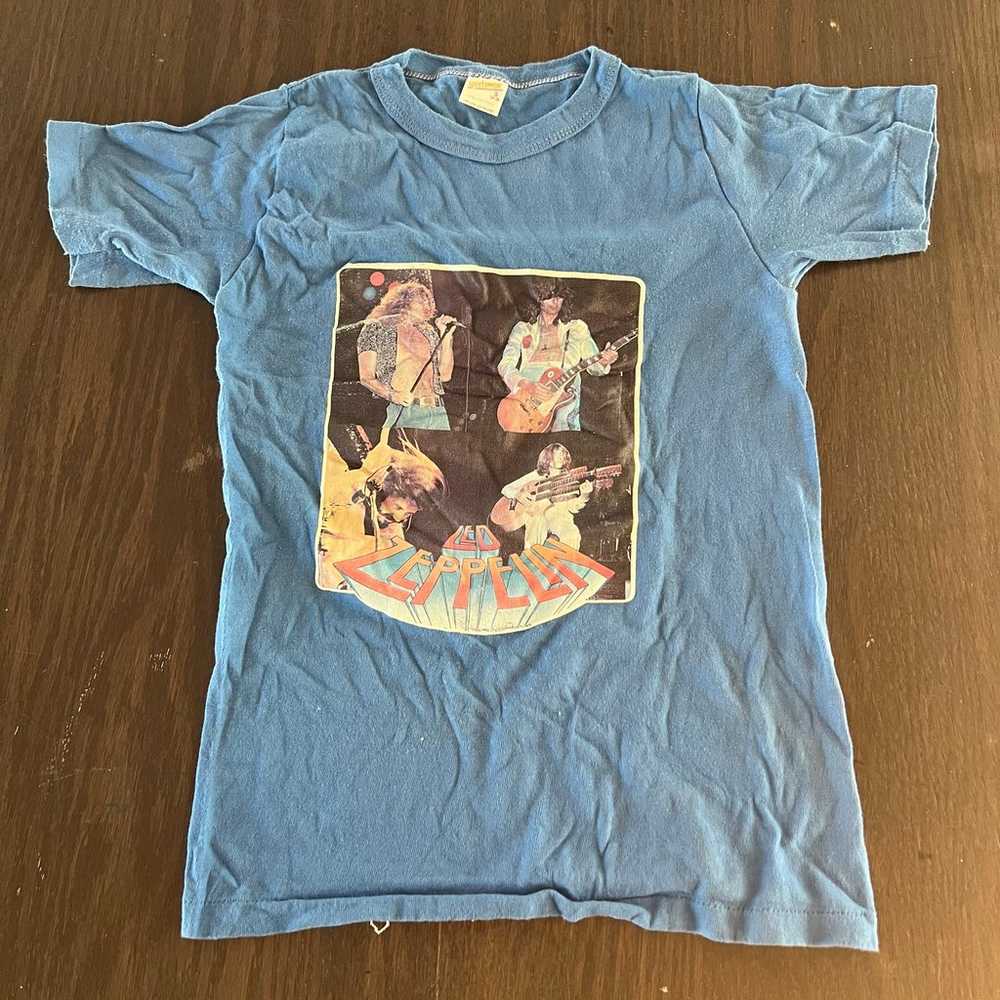 Vintage Single Stitch Led Zeppelin T-shirt Blue C… - image 1