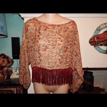 WINTER KATE KIMONO SLEEVE TOP VINTAGE SILK  M