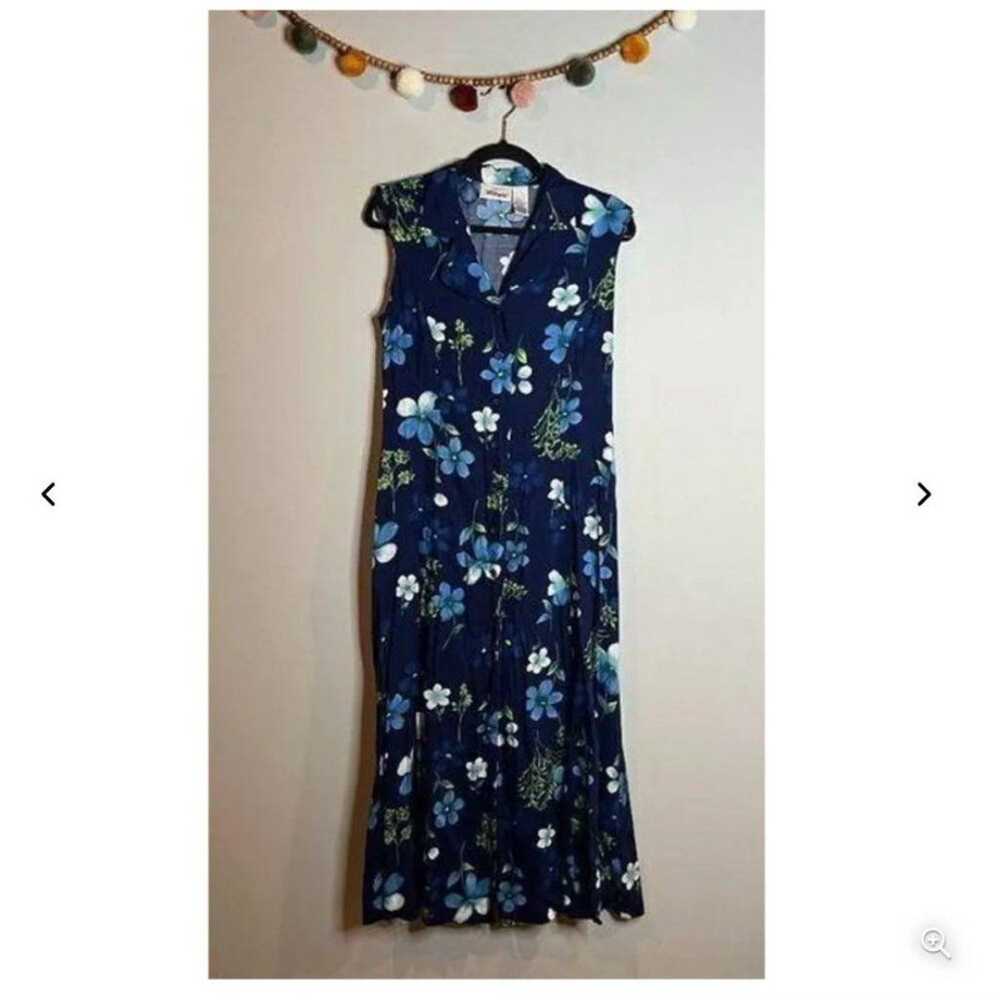 Y2K 1990's blue floral button down maxi dress - image 1