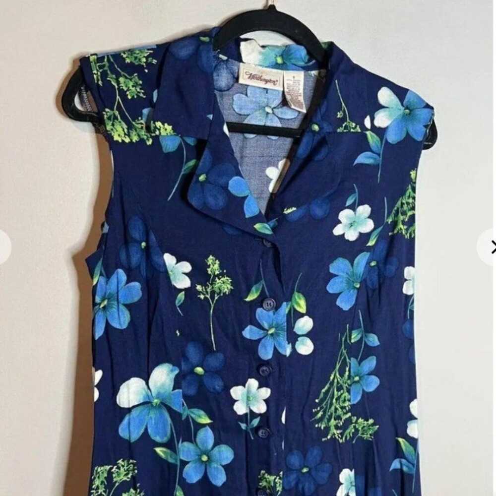 Y2K 1990's blue floral button down maxi dress - image 2