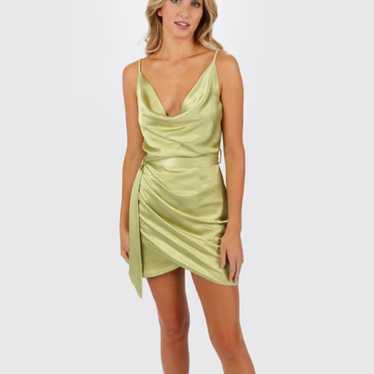 MABLE bright green chartreuse cowlneck mini dress - image 1