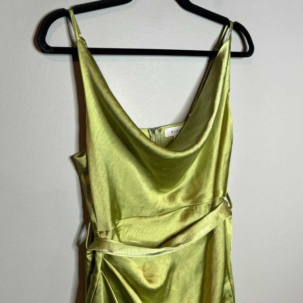 MABLE bright green chartreuse cowlneck mini dress - image 3