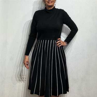 Chadwick's Black Turtleneck Pleated Midi Sweater … - image 1