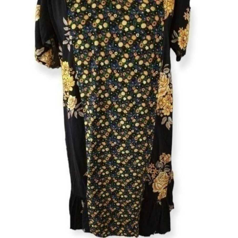 XHILARATION BLACK & YELLOW FLORAL COLD SHOULDER D… - image 3