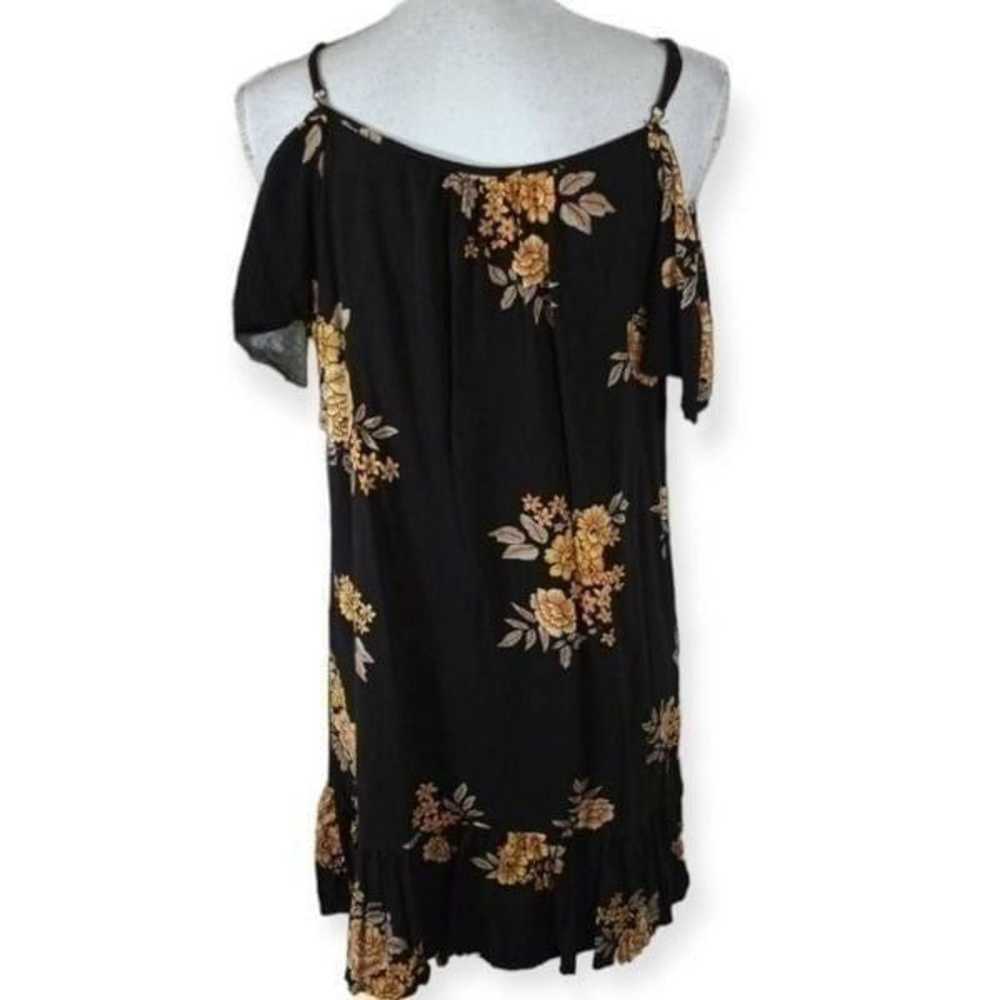 XHILARATION BLACK & YELLOW FLORAL COLD SHOULDER D… - image 4