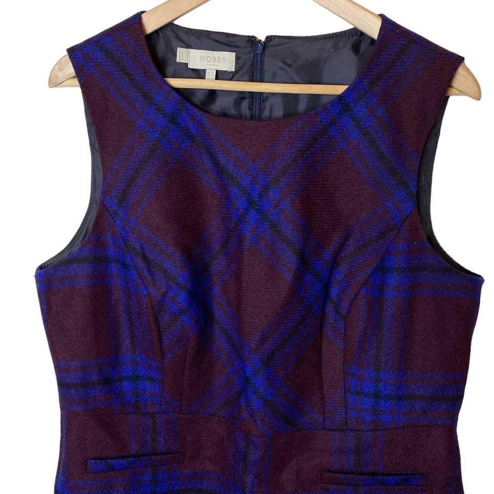 Hobbs London Wool Sleeveless Sheath Dress Tartan … - image 2