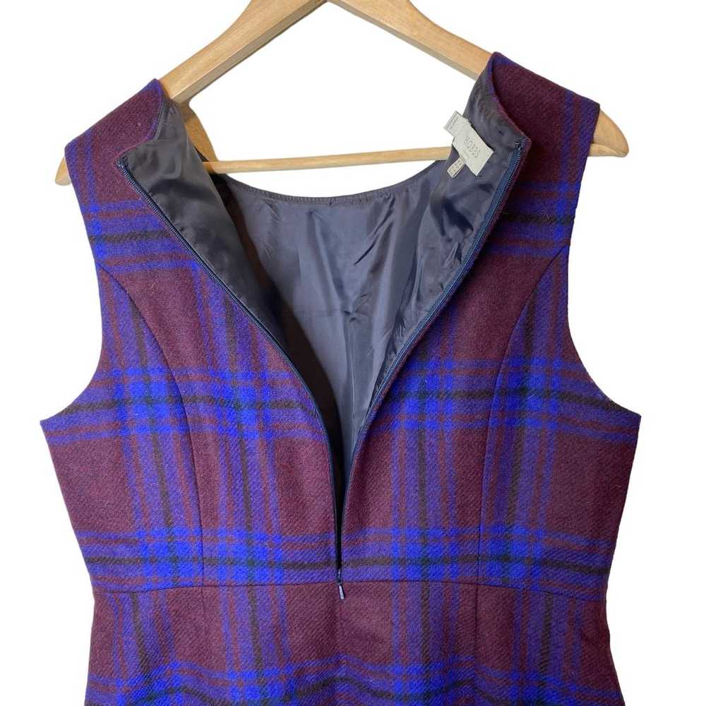 Hobbs London Wool Sleeveless Sheath Dress Tartan … - image 3