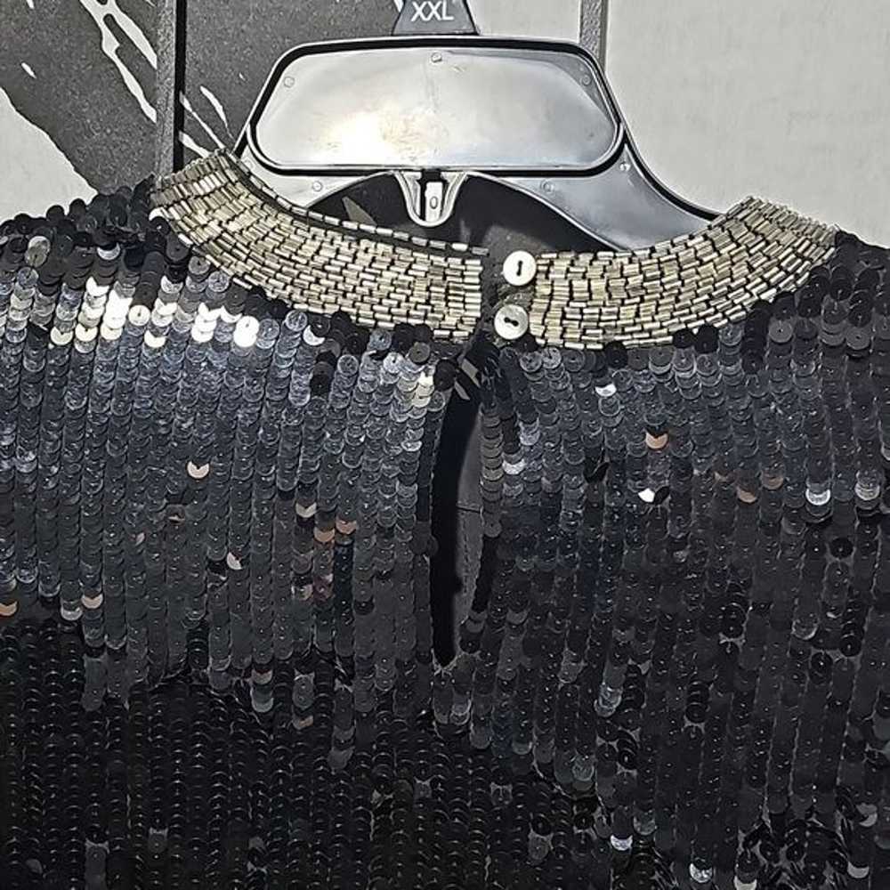 Argenti Notte Vintage Sequin Silk Long-Sleeve Blo… - image 5