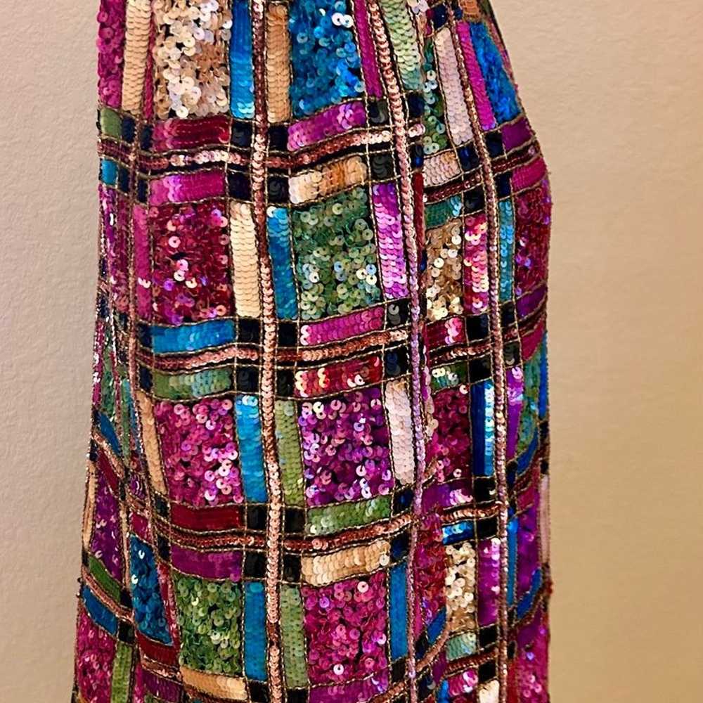 Vintage Laurence Kazar 1980s Sequin Silk Jacket L… - image 2