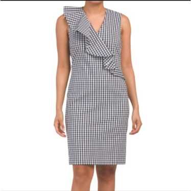 J. McLaughlin gingham ruffled sheath  dress Sz 4 - image 1