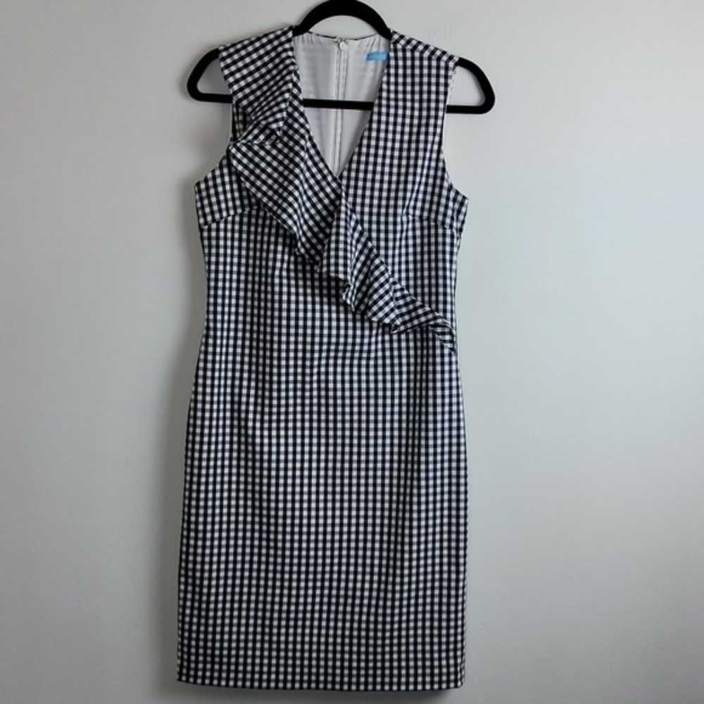 J. McLaughlin gingham ruffled sheath  dress Sz 4 - image 2