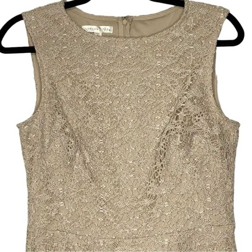 London Times‎ Crochet Lace Overlay Dress - Size 8 - image 2