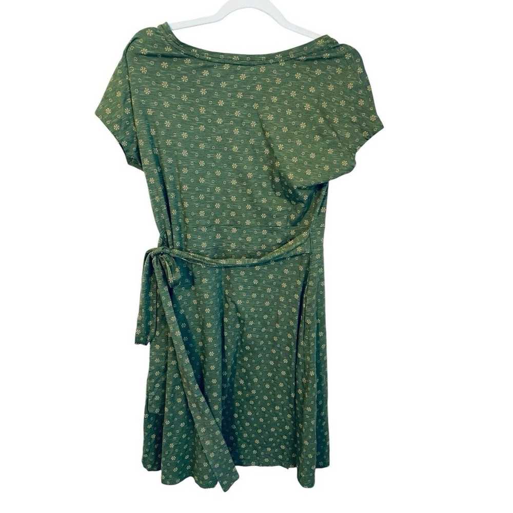 Toad & Co Cue Wrap Dress Green Printed Organic Co… - image 3