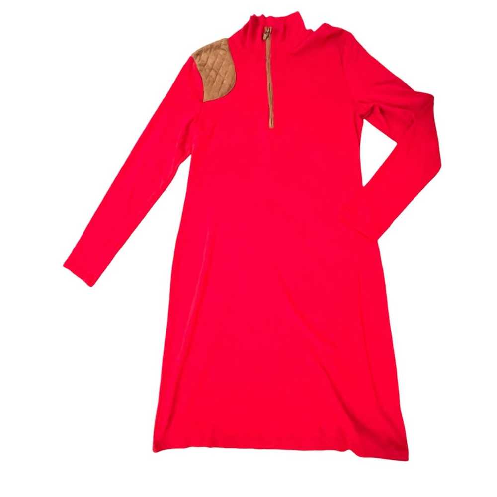 Ralph Lauren Red Dress Faux Quilted Suede Shoulde… - image 1