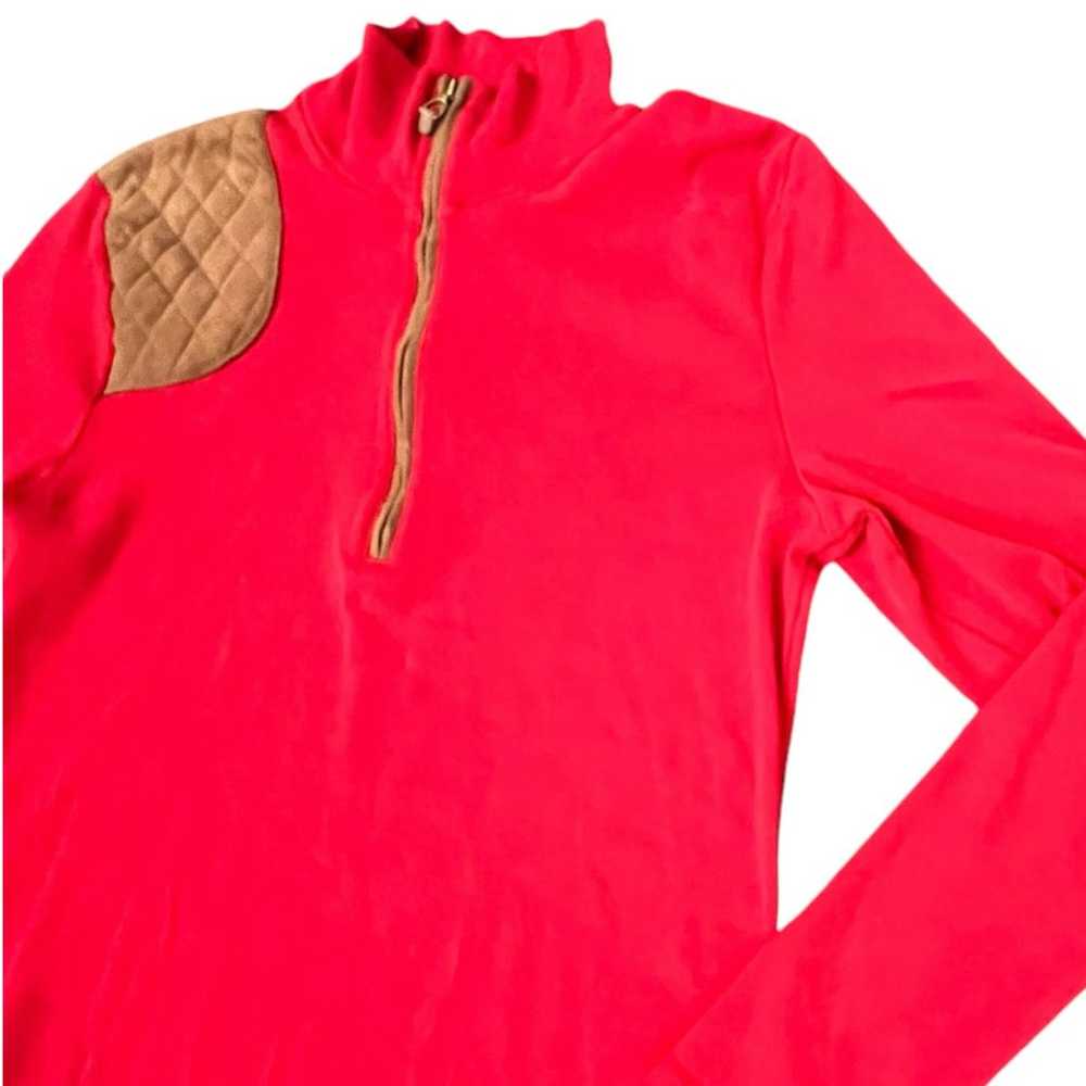 Ralph Lauren Red Dress Faux Quilted Suede Shoulde… - image 2