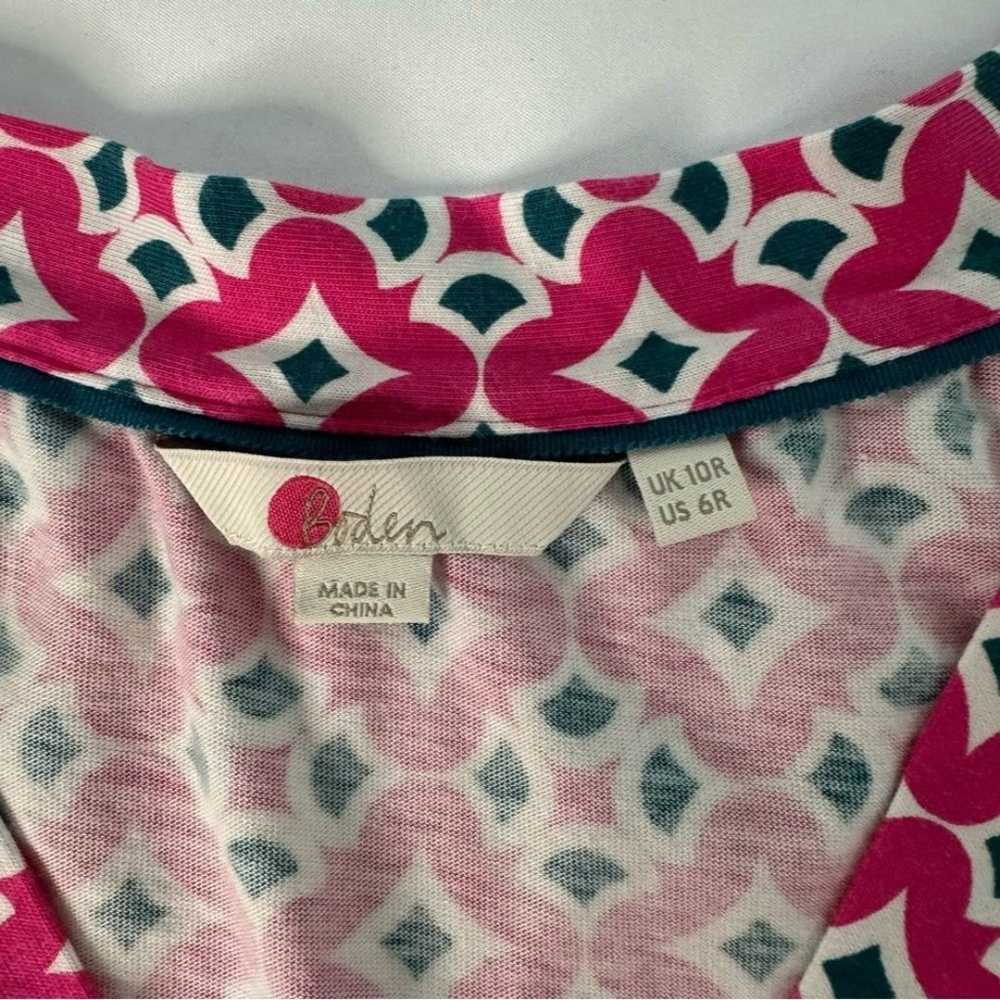 Boden Size 6 Eden Pink Geo Print Cotton Blend Jer… - image 6