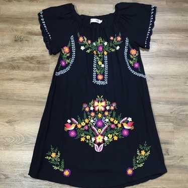 Boho Off The Shoulder Dress Mexican Embroidery