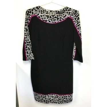 Madison Leigh Womens Black Pink Geometric Print 3… - image 1