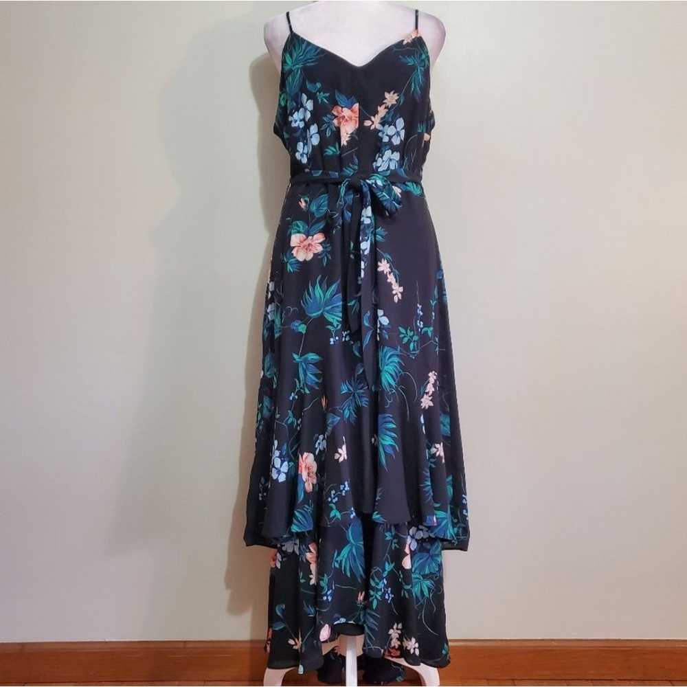 Banana Republic black floral ruffle sleeveless hi… - image 3