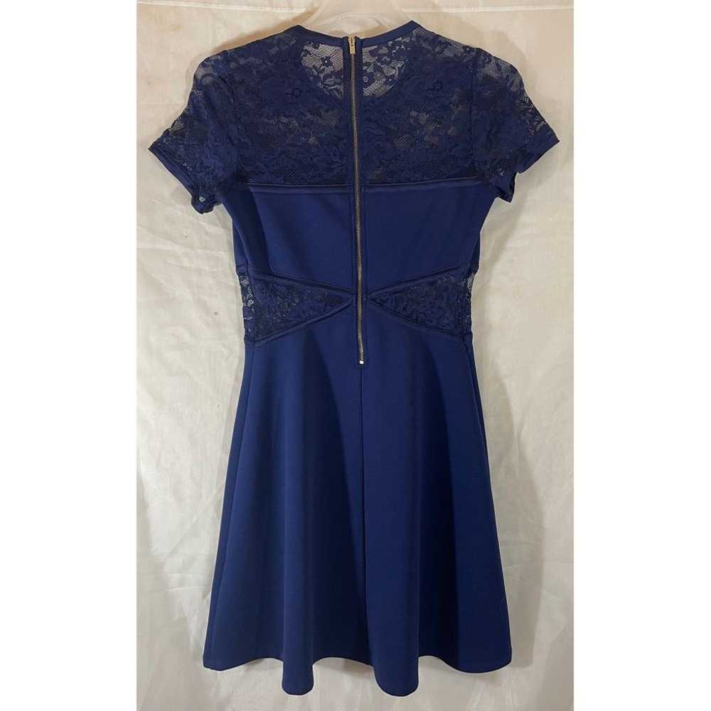 Express Navy Blue Cocktail Dress Lace Details Sho… - image 4