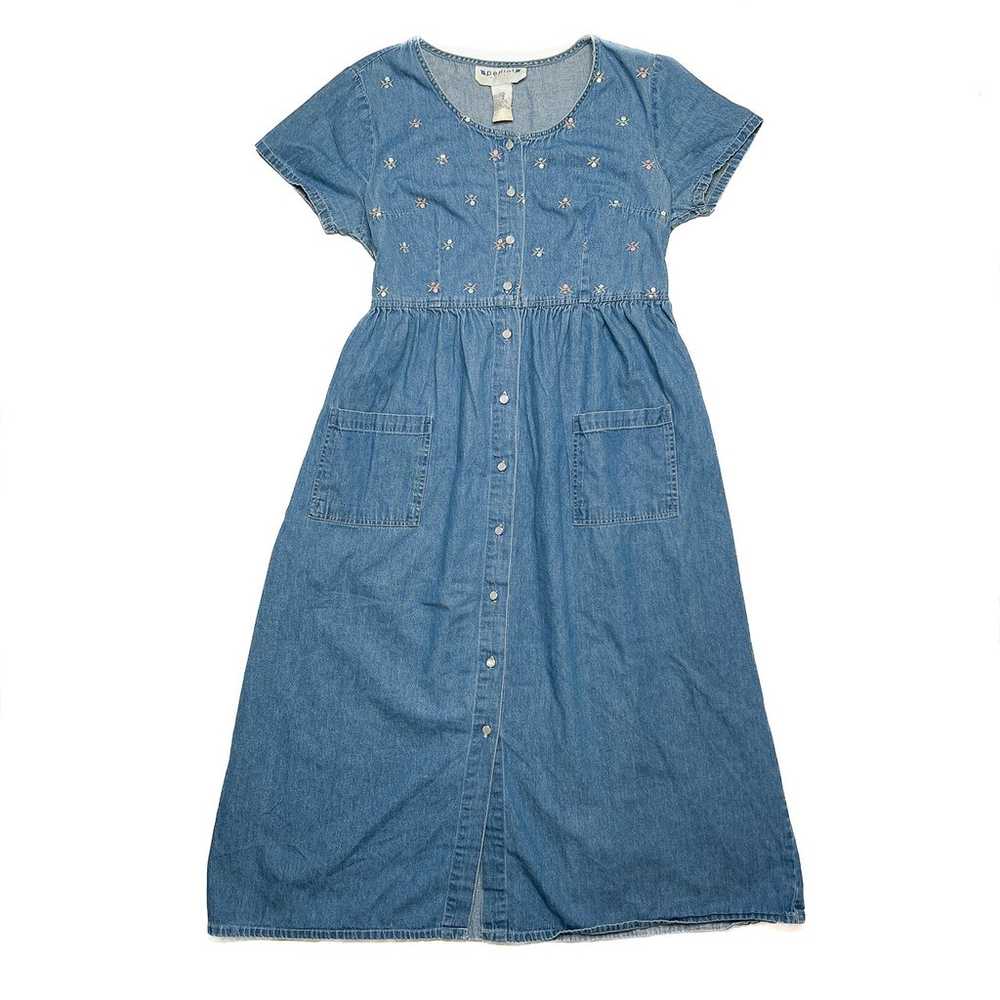 Pellini Blues Vintage Denim Dress Floral Embroide… - image 1