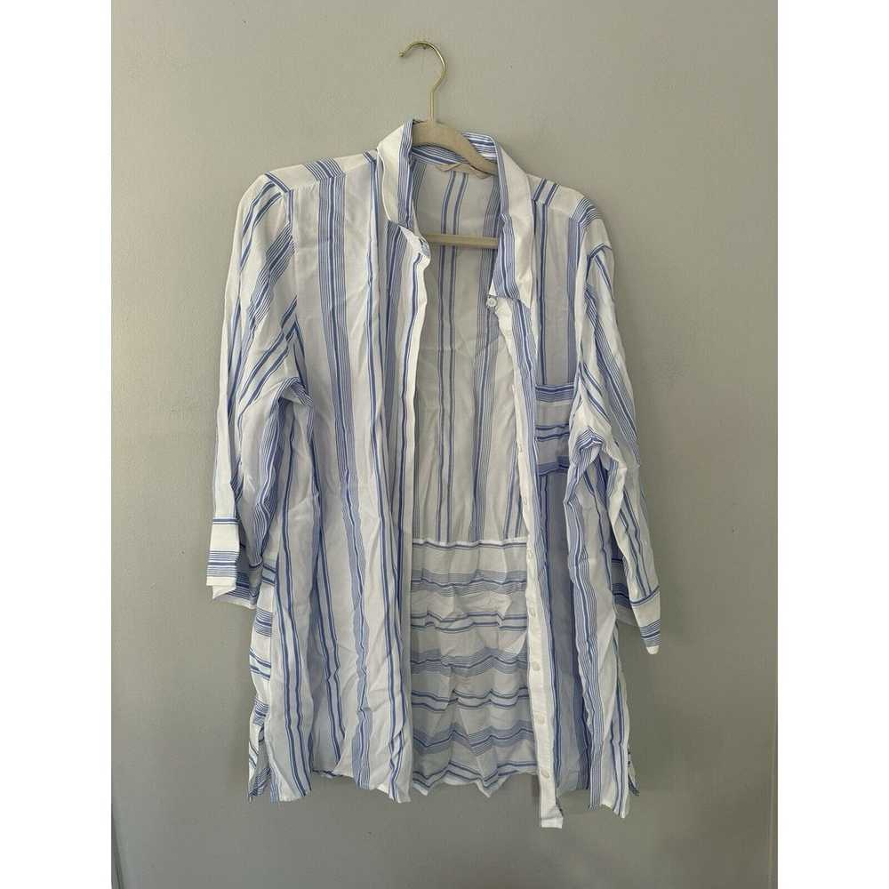 Soft Surroundings Blue White Stripe Dress Button … - image 1