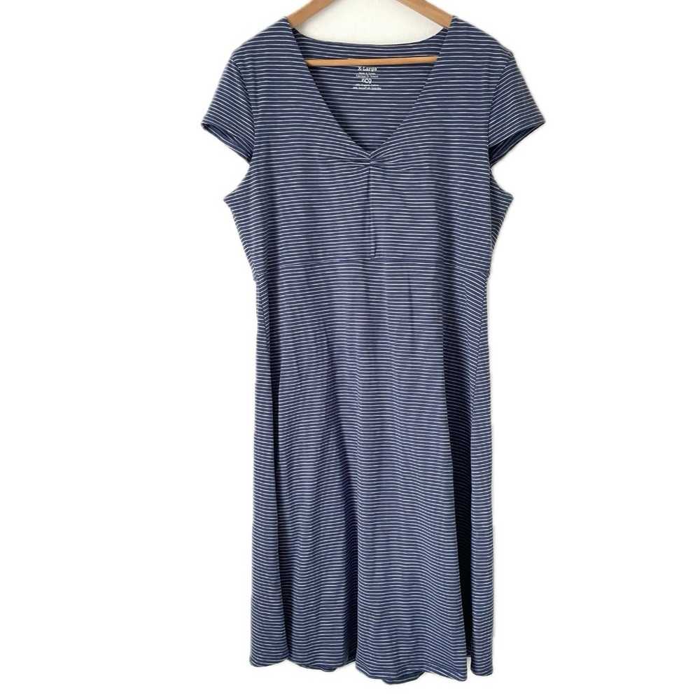 Toad&Co Rosemarie Dress Indigo Stripe Blue White … - image 2