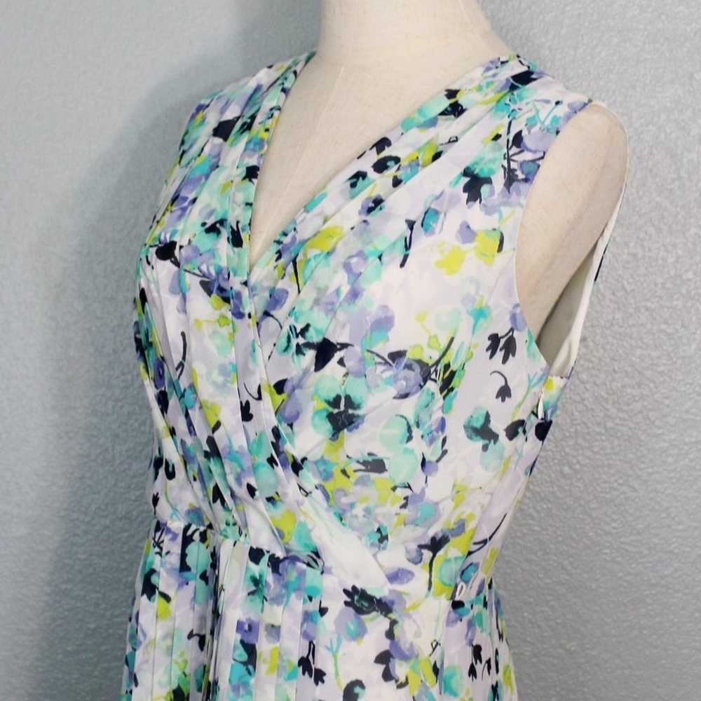 LIZ CLAIBORNE Spring Floral V Neck Pleated Skirt … - image 2