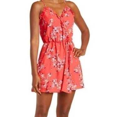 Socialite Ruffle Floral Print Mini Dress In Red Co