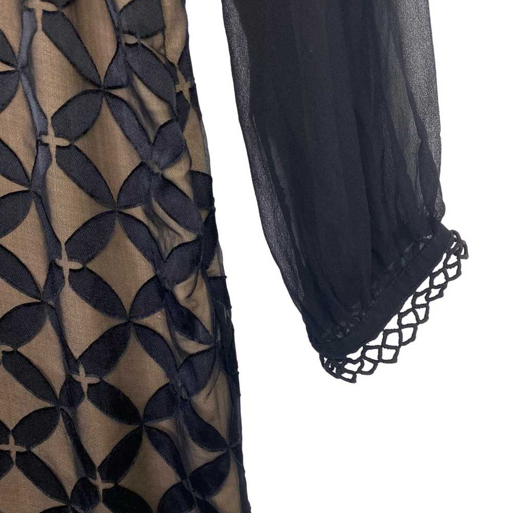 Eci NY Silk Black Sheer Dress Womens 6 Lace Embel… - image 5