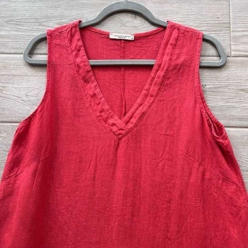 Francesca Bettini Womens Red Linen Sleeveless V-N… - image 4