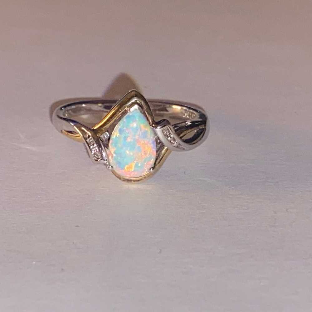 vintage 925/10k gold opal Ring size 7  like new - image 1