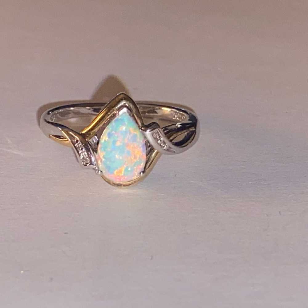 vintage 925/10k gold opal Ring size 7  like new - image 2