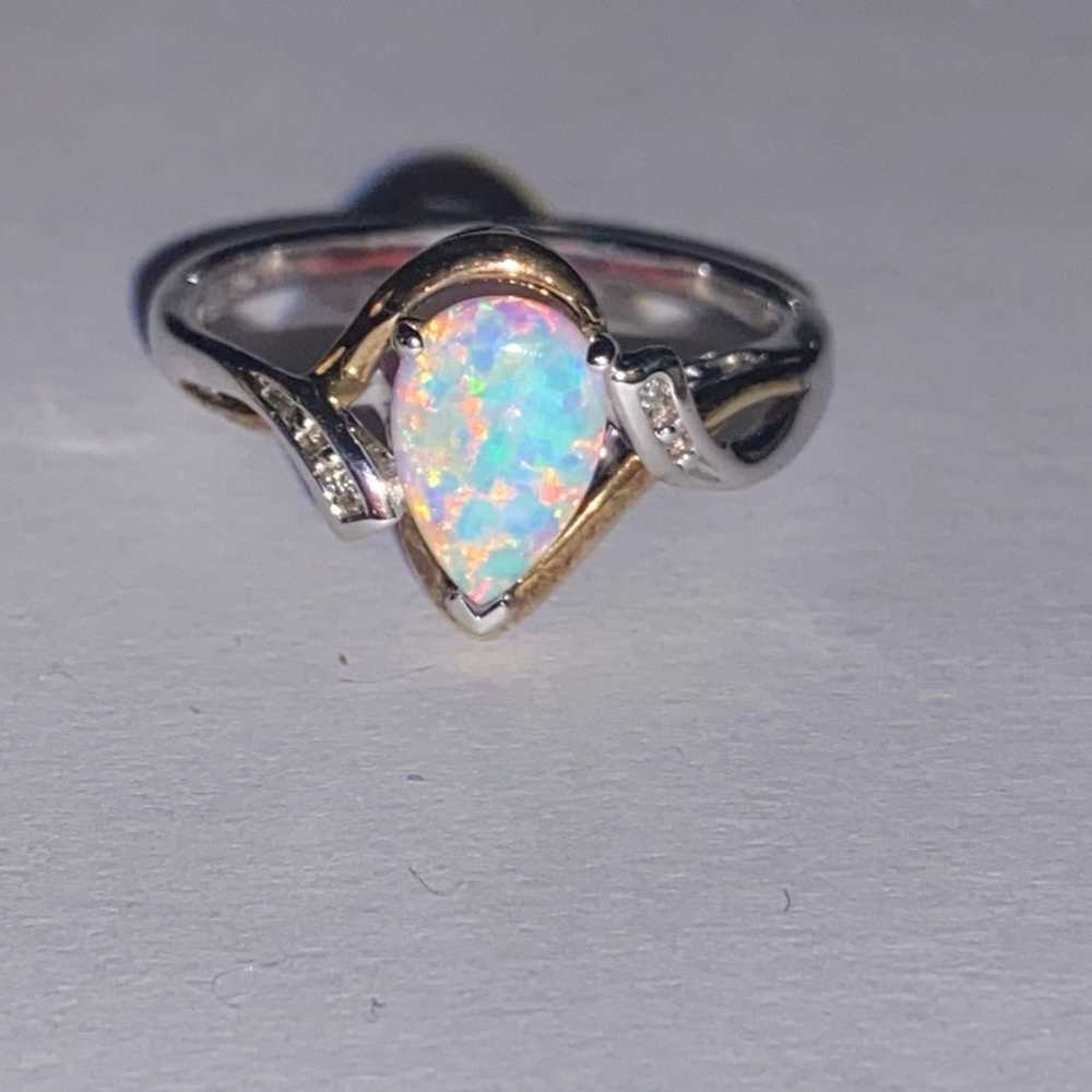 vintage 925/10k gold opal Ring size 7  like new - image 4