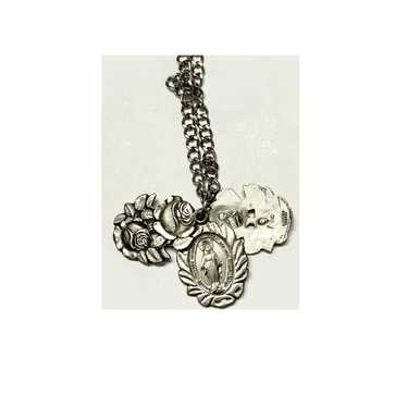 Vintage Sterling Miraculous Medal Sliding Rose Pe… - image 1