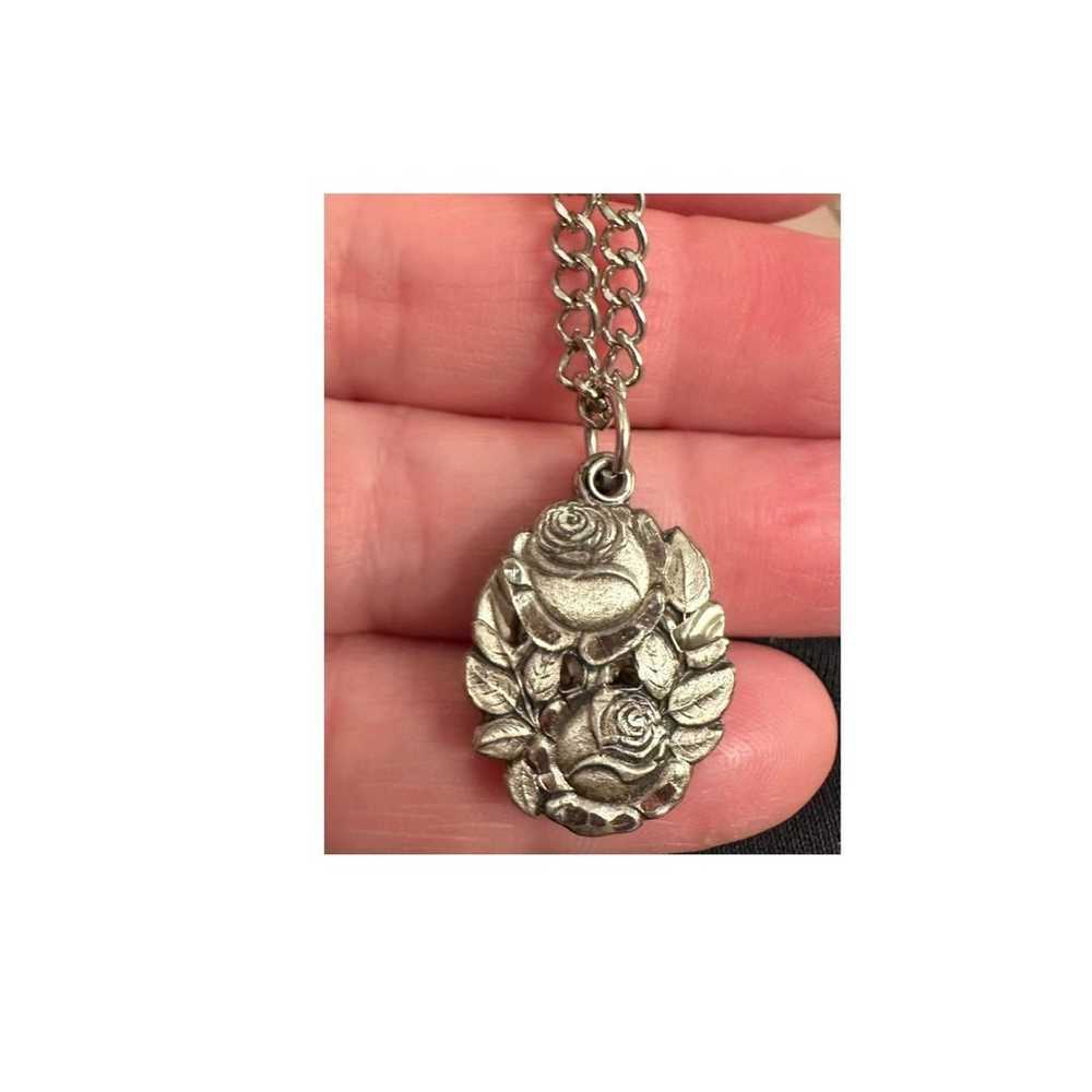 Vintage Sterling Miraculous Medal Sliding Rose Pe… - image 2