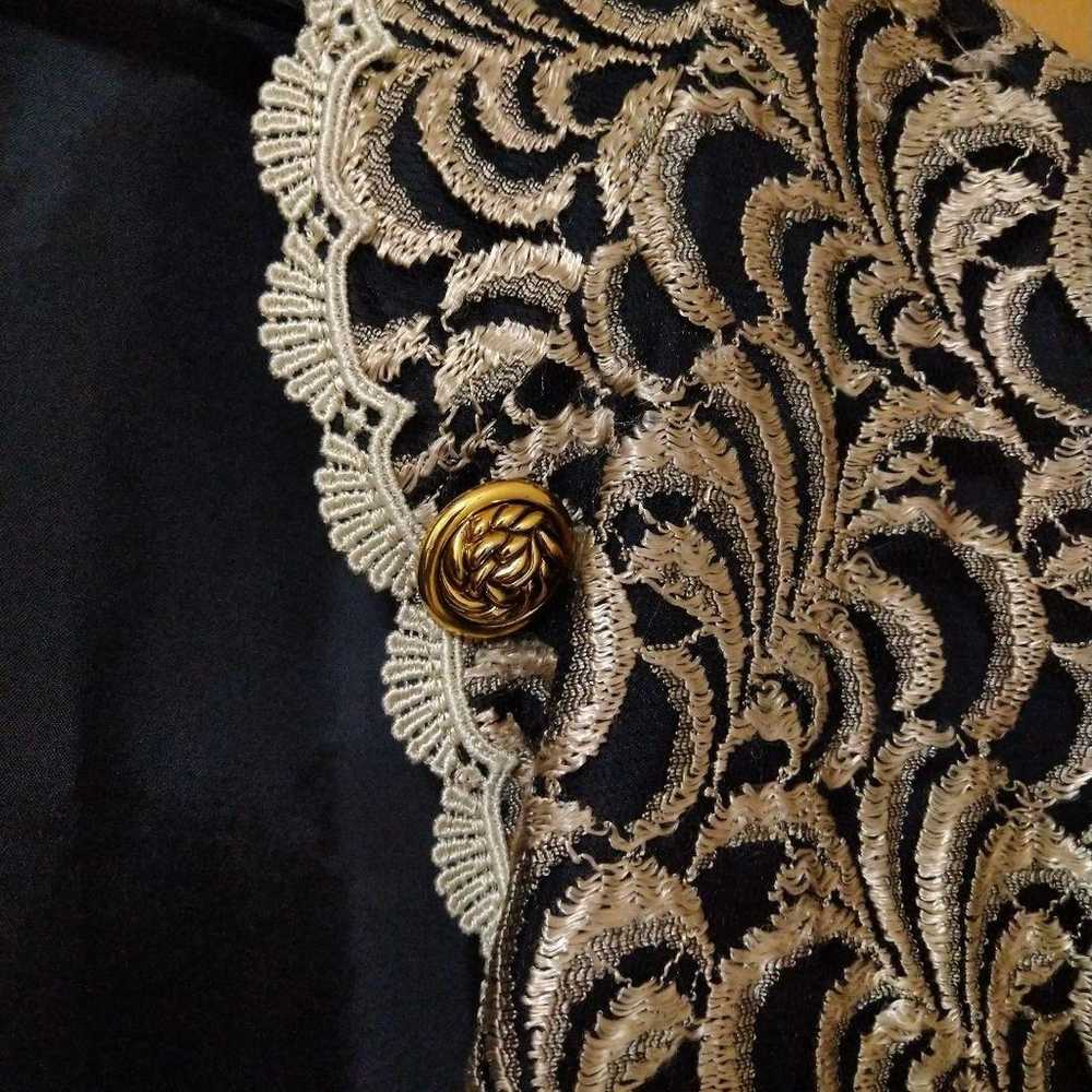 Black and gold embroidered cardigan - image 2