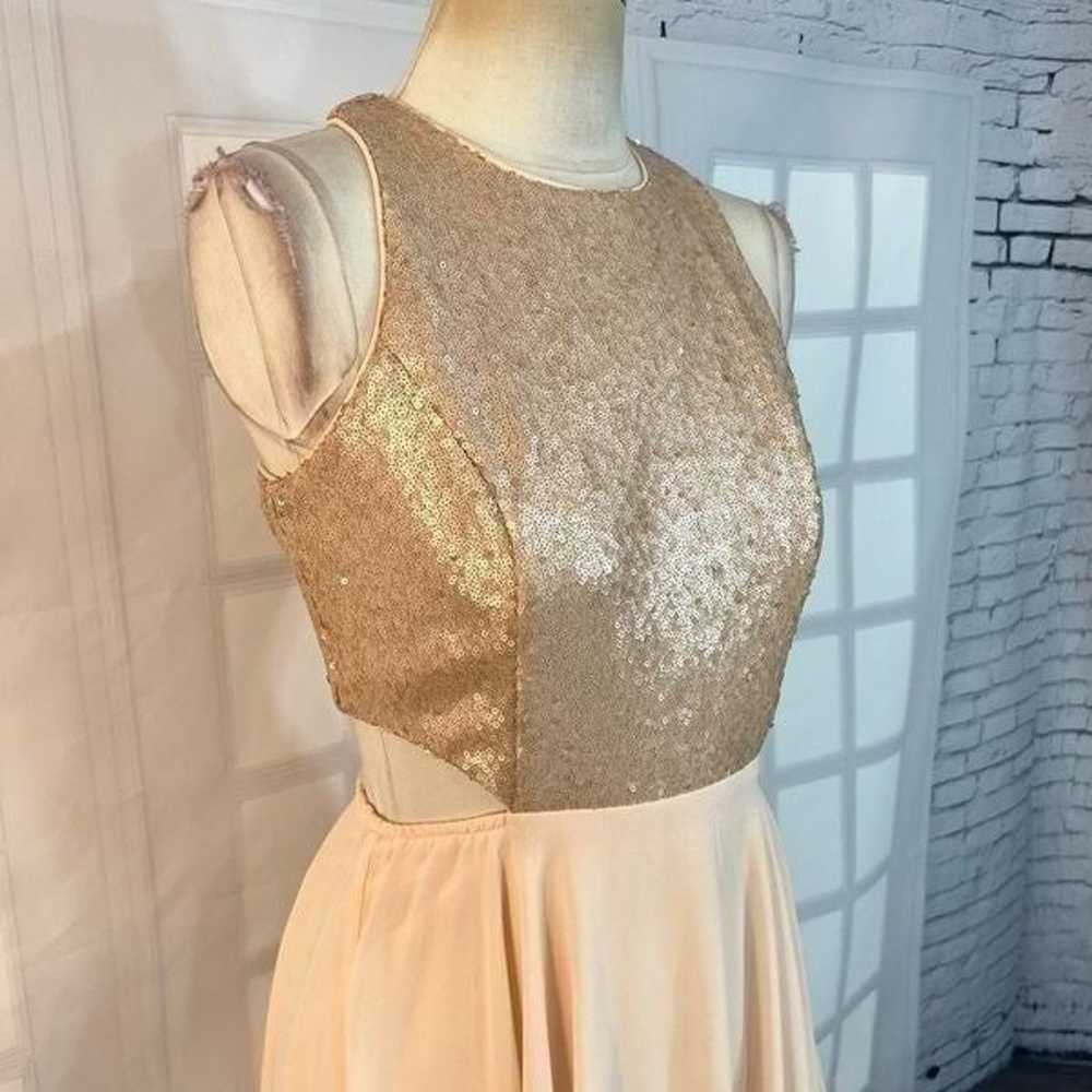 Lulu’s pink blush rose gold sequin cut out waist … - image 2