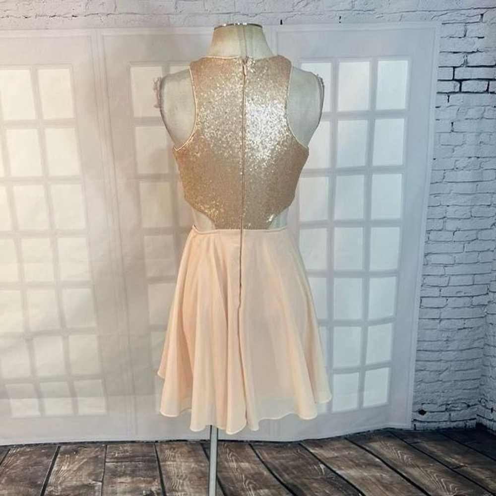 Lulu’s pink blush rose gold sequin cut out waist … - image 5